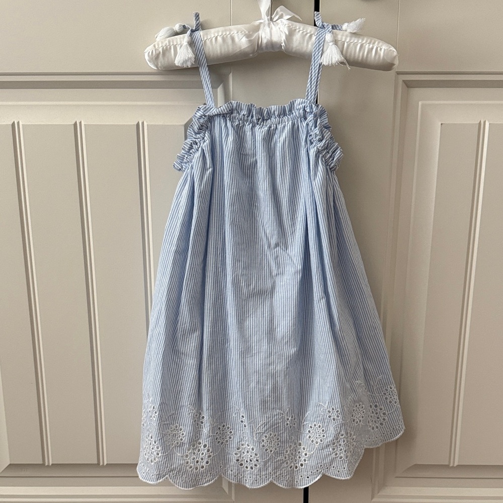 Tahari Light Blue Striped Kids Dress